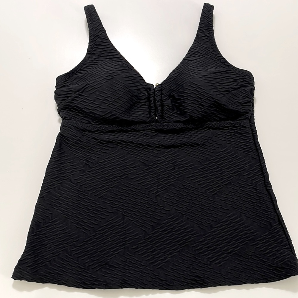 Lands End Textured Black Swim Top Tankini Size 8